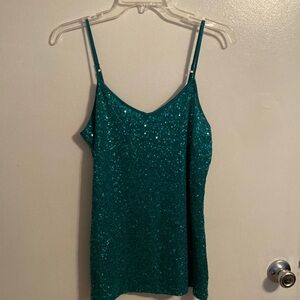 Express Women’s Green Sequin Adjustable Strap Camisole (size M)